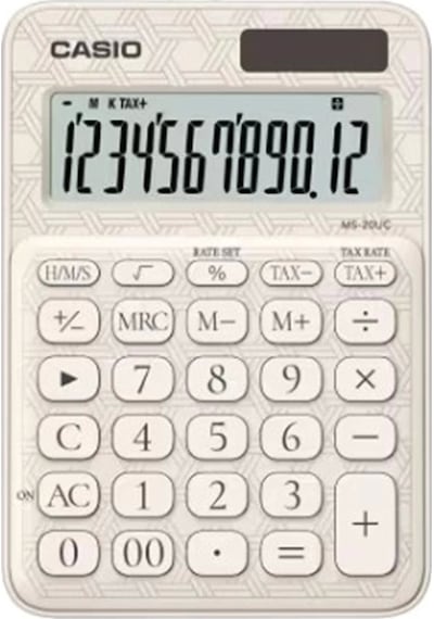 Casio Ms-20uc-jwe 12 Hane Beyaz Desenli Masa Üstü Hesap Makinesi Çok Renkli