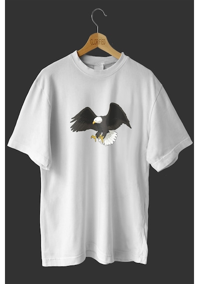 Noıssey -wed Kartal Tasarım Baskılı Oversize T-shirt Tişört Beyaz