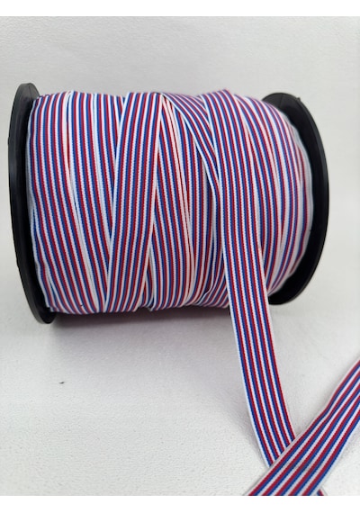 2 Cm Polyester Çizgili Şerit-5 Metre Beyaz/kırmızı/mavi