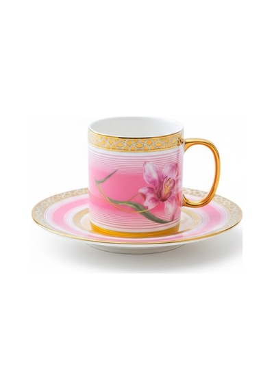 Tulip Pembe Renk Çiçek Figürlü 6 Kişilik Porselen Kahve Fincan Takımı 90 Ml. Pembe