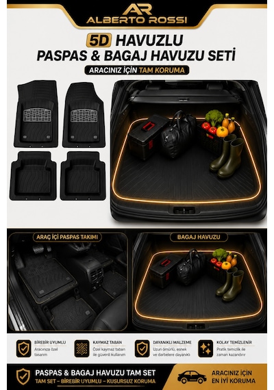 Chery Omoda 5 2022+ Uyumlu Araca Özel 3d Bagaj Havuzu Ve Paspas Joker Krom