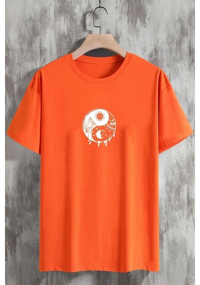 Uyguntarz Unisex Ying&yang Tasarım Tshirt Turuncu