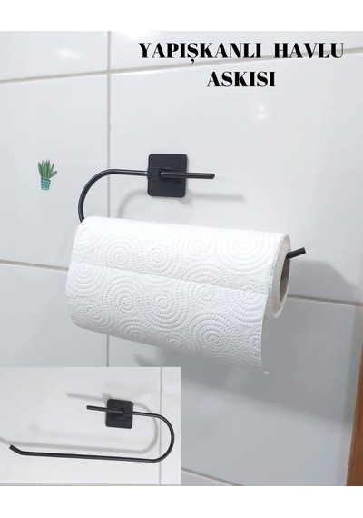 Yapışkanlı Demir Havlu Askısı 25 X 13 Siyah Metal Tr Siyah Metal Diğer