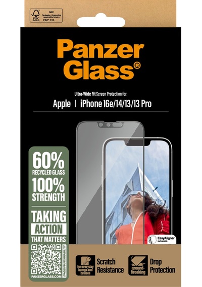 Panzerglass Apple Uyumlu iPhone 16e 14 13 13 Pro Ultra-wide Fit W. Aligner Ekran Koruyucu