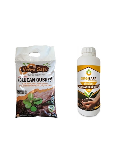 3KG Vermisafa Organik Katı Solucan Gübresi +500ML Orgasafa Organik Sıvı Gübre
