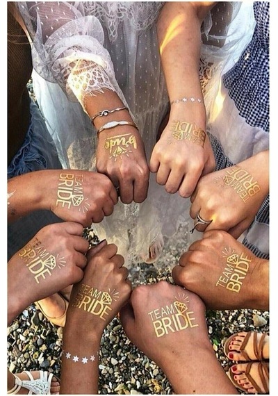 Bride To Be 1 Bride 10 Team Bride Gold Renkli Geçici Dövme Model 2