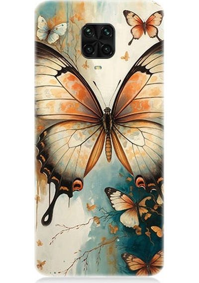 Xiaomi Redmi Note 9 Pro Uyumlu Zarif Kanatlı Beyaz Kelebek Desenli Silikon Kılıf Çok Renkli