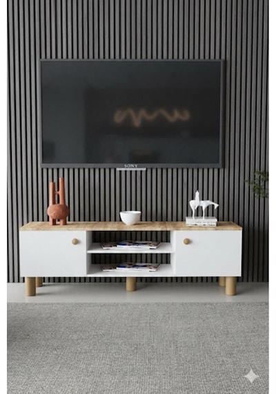 Bohem Tv Ünitesi,2 Kapaklı Tv Sehpası Beyaz