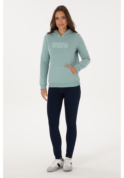 U.S. Polo Assn. Kadın Mint Şardonlu Kapüşonlu Basic Sweatshirt 50313566-VR090