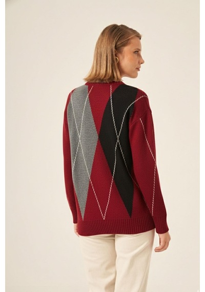 Ftz Women Kadın Baklava Desenli Kazak Bordo 25094 Bordo Ftz Women Kadın Baklava Desenli Kazak Bordo 25094 Bordo