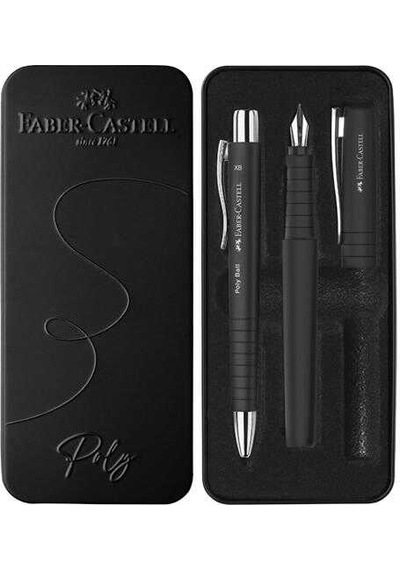 Faber Castel Poly Ball Dolma Tükenmez Set Mat Siya Siyah