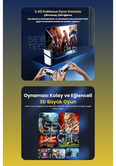 Gs5 Pro Kablsosuz Çift Kol Oyun Konsolu Uyumlu 4k-hdmı 53 Emulatör 30000 Oyunlu 2.4g Gaming i