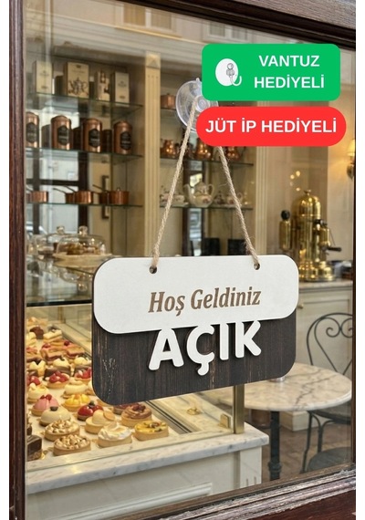 3 Katlı Modern Açık/kapalı Tabelası - Beyaz/rebap