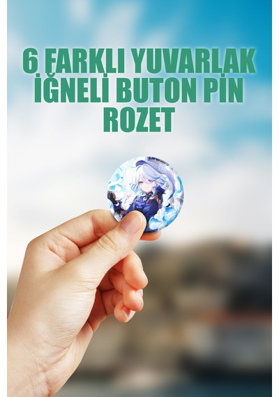Lady Furina Facolors Genshin İmpact Çanta Süsü Rozet İğneli Buton Rozet Seti 6 Adet Çok Renkli