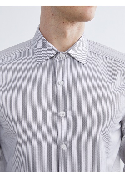 Lcw Busıness Antrasit Slim Fit Uzun Kollu Çizgili Erkek Gömlek
