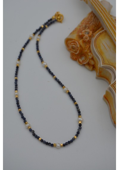 Stoneage Safir Ve Inci Taşlı Kadın Doğal Taş Kolye Yeşil