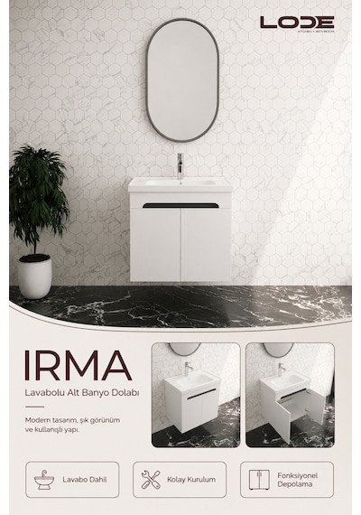 Lode Bath Irma Serisi Lavabolu Alt Banyo Dolabı, Kapaklı Banyo Alt Dolabı,seramik Lavabo Dahil 60 Cm Matbeyaz Lode Bath Irma Serisi Lavabolu Alt Banyo Dolabı, Kapaklı Banyo Alt Dolabı,seramik Lavabo Dahil 60 Cm Matbeyaz
