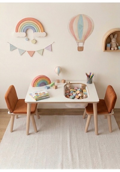 Montessori Çocuk Masası-oyun Masası-aktivite Masası-etkinlik Masası Takımı 2 Turuncu Sandalye Montessori Çocuk Masası-oyun Masası-aktivite Masası-etkinlik Masası Takımı 2 Turuncu Sandalye