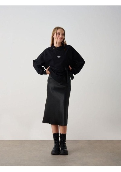 Kız Çocuk Peace Yazılı Tasarım Sweatshirt-15356 Siyah Kız Çocuk Peace Yazılı Tasarım Sweatshirt-15356 Siyah