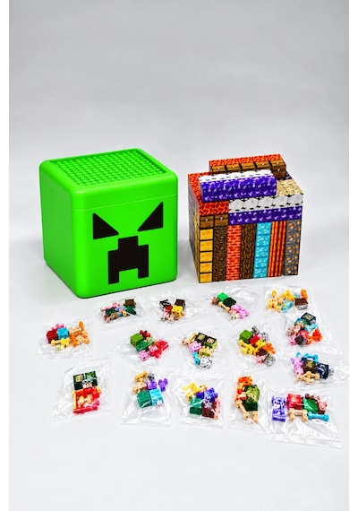 Creeper Kutulu Minecraft Manyetik Blok Seti - 300 Parça + 15 Karakter