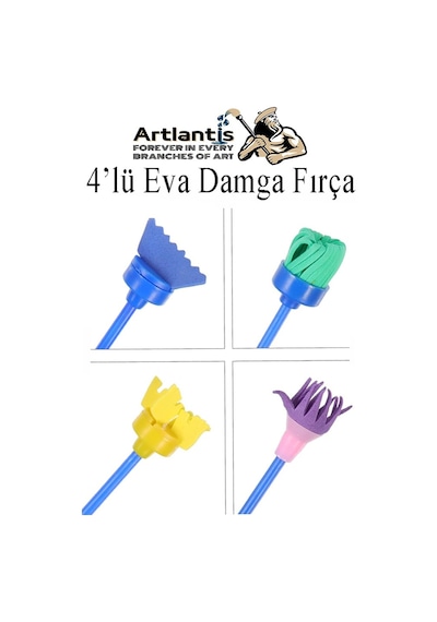Eva Damga Fırçası 4 Lü 1 Paket Plastik Doku Tarağı Fırçası Okul Öncesi Boya Sünger Fırça Seti Çocuklar İçin Plastik Sap
