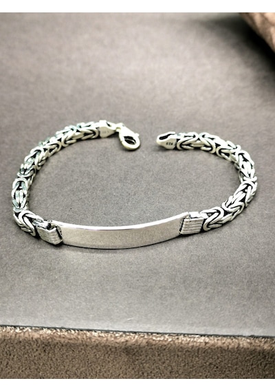 Omar Silver Erkek Kral Kare 4,5/5Mm Plakalı Künye 27 Gr