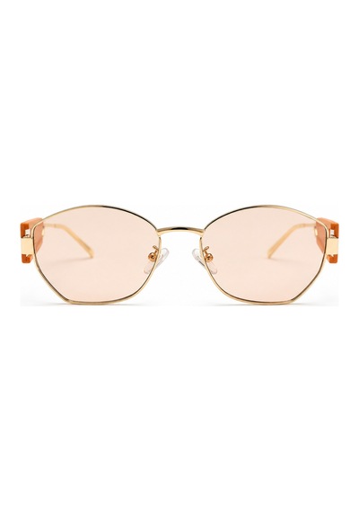 Hovira Turuncu Detaylı Pembe Camlı Vintage Retro Güneş Gözlüğü