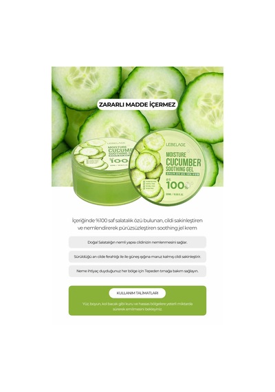Lebelage Saf Salatalık Özü Nemlendirici Ve Tazeleyici Moisture Cucumber Soothing Gel 300 ML