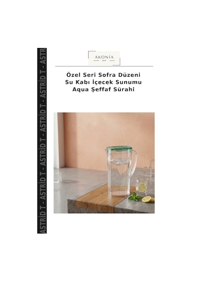 Özel Seri Sofra Düzeni Su Kabı İçecek Sunumu Aqua Şeffaf Sürahi