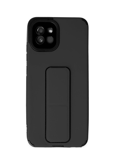 Samsung Galaxy  Uyumlu,  A03 Kılıf Mega Standlı Silikon - Siyah
