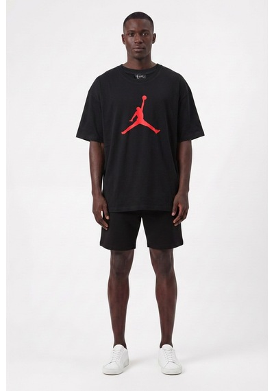 Lixa Günlük Spor Tişört Air Jordan Siyah Logo Kırmızı Oversize 142682 SİYAH