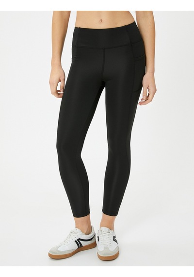 Koton Spor Tayt Cep Detaylı Yüksek Bel Slim Fit Siyah 4sak40178nk