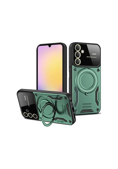 Newface Samsung Galaxy A54 5g Kılıf Joy Lens Standlı Kapak - Koyu Yeşil