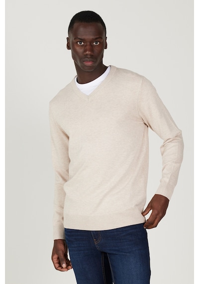 AC&Co / Altınyıldız Classics Erkek Bej Melanj Standart Fit Normal Kesim V Yaka Triko Kazak Bej Melanj AC&Co / Altınyıldız Classics Erkek Bej Melanj Standart Fit Normal Kesim V Yaka Triko Kazak Bej Melanj