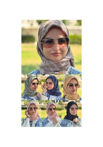 Aldaıyr 7 Jakarlı Caz Eşarp Pamuk 120x120 Çok Renklij07-1
