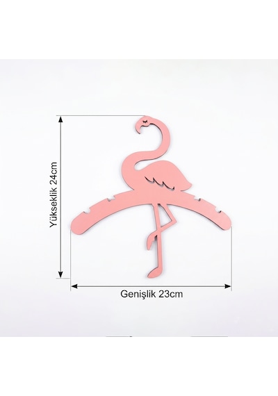 Doalino Pembe Flamingo Şekilli Ahşap Çocuk Ve Bebek Elbise Askısı 8'li Set