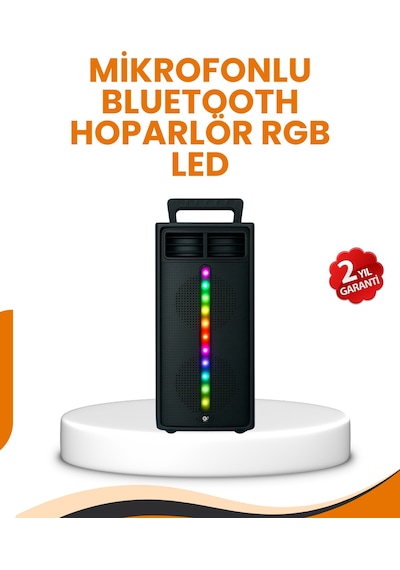 Bluetooth - 329 - Işıklı Hoparlör 2x5w Güç Usb + Tf Kart + Fm Radyo Siyah - Muratech - Renk Kopya