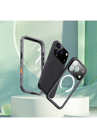 Apple Uyumlu iPhone 17 Pro Kılıf 1-1 Su Geçirmez Kılıf - Siyah