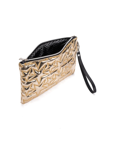 Adelina Bags 2'li Çanta Paketi Yıldız Desenli Portföy El Çantası Bilek Askılı Clutch Çanta Gri