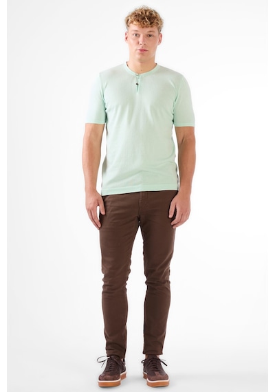Dufy Su Yeşili Erkek Slim Fit Düz Düğmeli O Yaka Triko - 104631 Su Yeşili