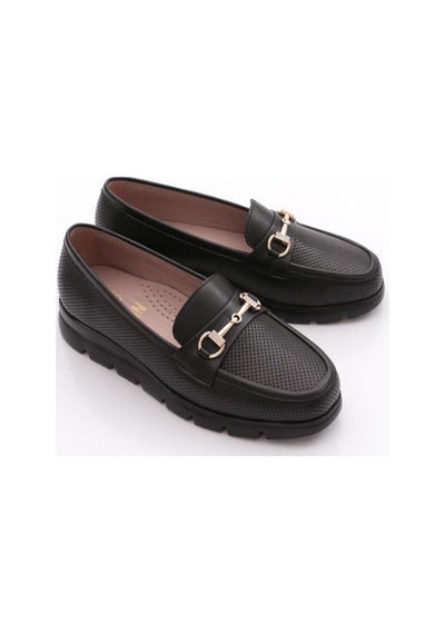 Dgn 6095 Kadin Kalin Taban Loafer Ayakkabi Siyah