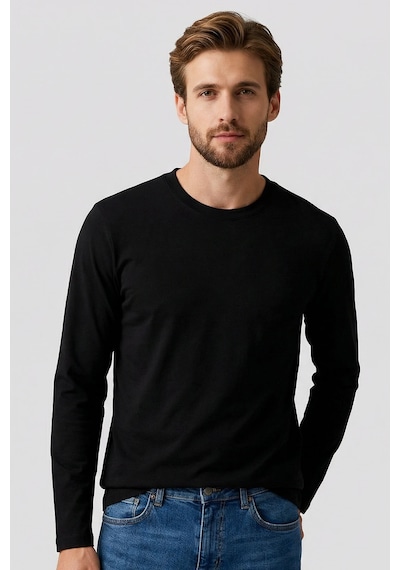 Tommy Life Siyah Standart Fit Basic O Yaka Erkek Sweatshirt - 87997 Siyah