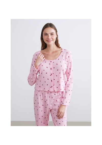 Lcw Dream Pembe Petite U Yaka Çiçekli Kadın Pijama Takımı