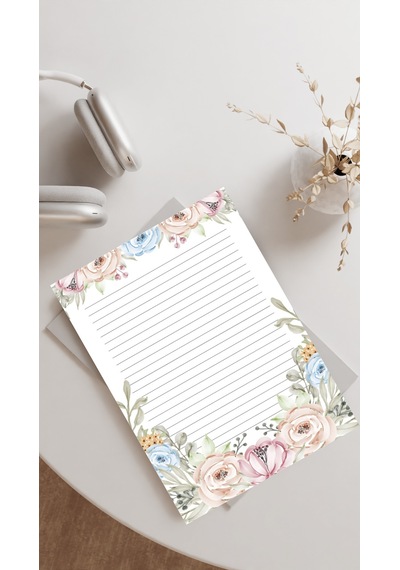 20 Adet 20x28 cm Boyutunda Çiçekli Mektup Kağıdı/not Kağıdı Model 7