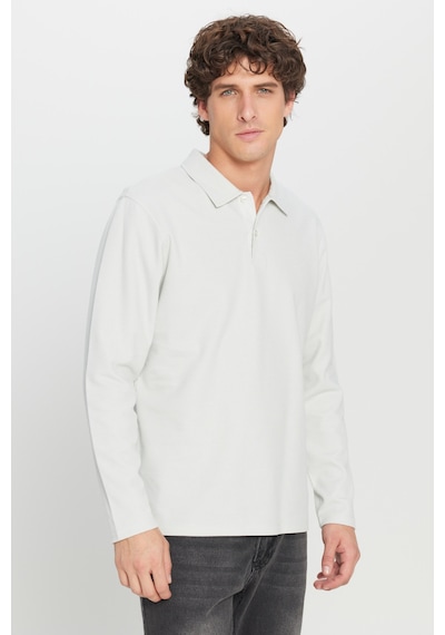 AC&Co / Altınyıldız Classics Erkek Grı %100 Pamuk Slim Fit Dar Kesim Polo Yaka Jakarlı Triko Tişört Gri