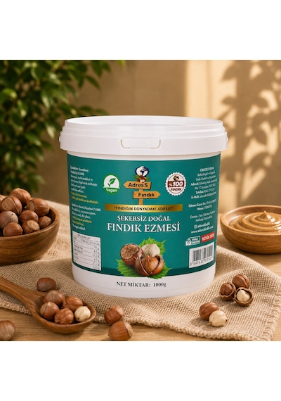 Adress Fındık Şekersiz Fındık Ezmesi 1 KG