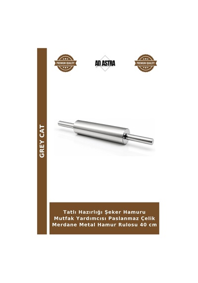 Tatlı Hazırlığı Şeker Hamuru Mutfak Yardımcısı Paslanmaz Çelik Merdane Metal Hamur Rulosu 40 Cm Çok Renkli