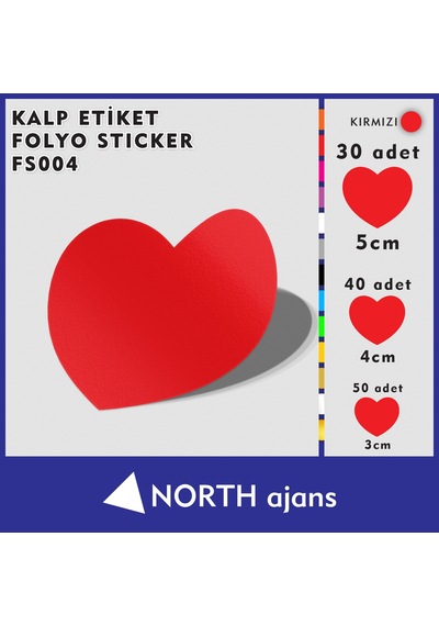 Kalp Folyo Duvar Sticklerı Kırmızı