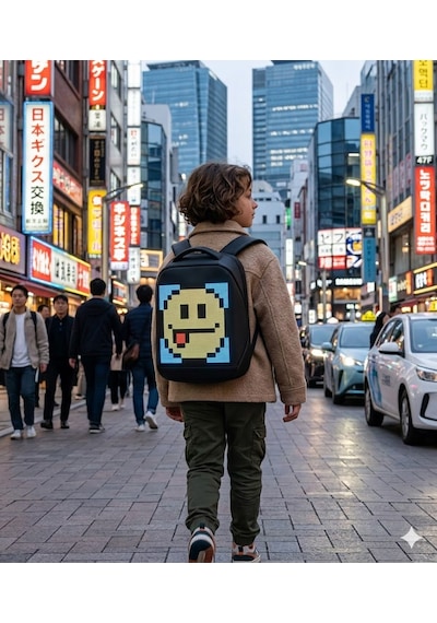 Missidea Pixelbag Led Çocuk Çanta Siyah + Powerbank
