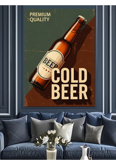 "soğuk Bira" Şişe Posteri Dekoratif Kanvas - Mdf Ahşap Tablo